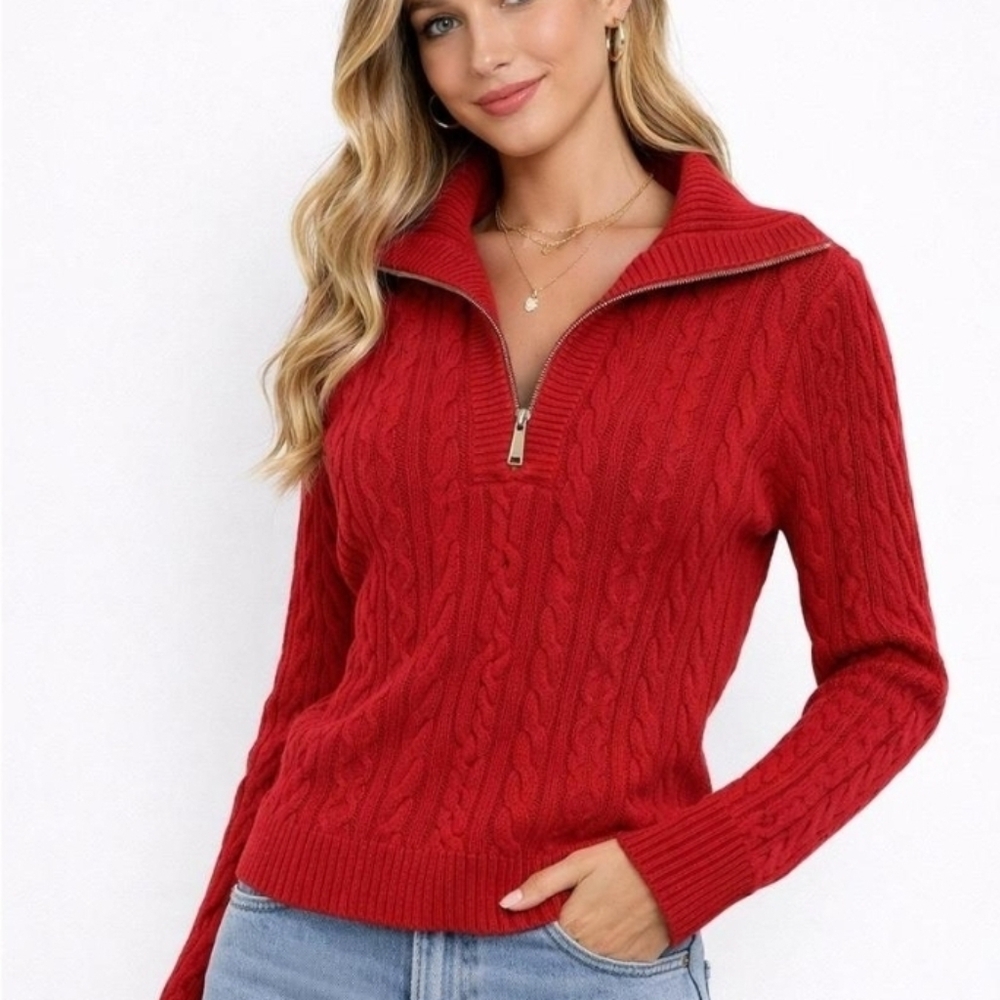 Lauren Ralph Lauren Vibrant Red Cable Knit Sweater